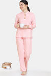 Zivame Cozy Ribbed Viscose Blend Waffle Loungewear Set - Pale Blush — thumbnail 4